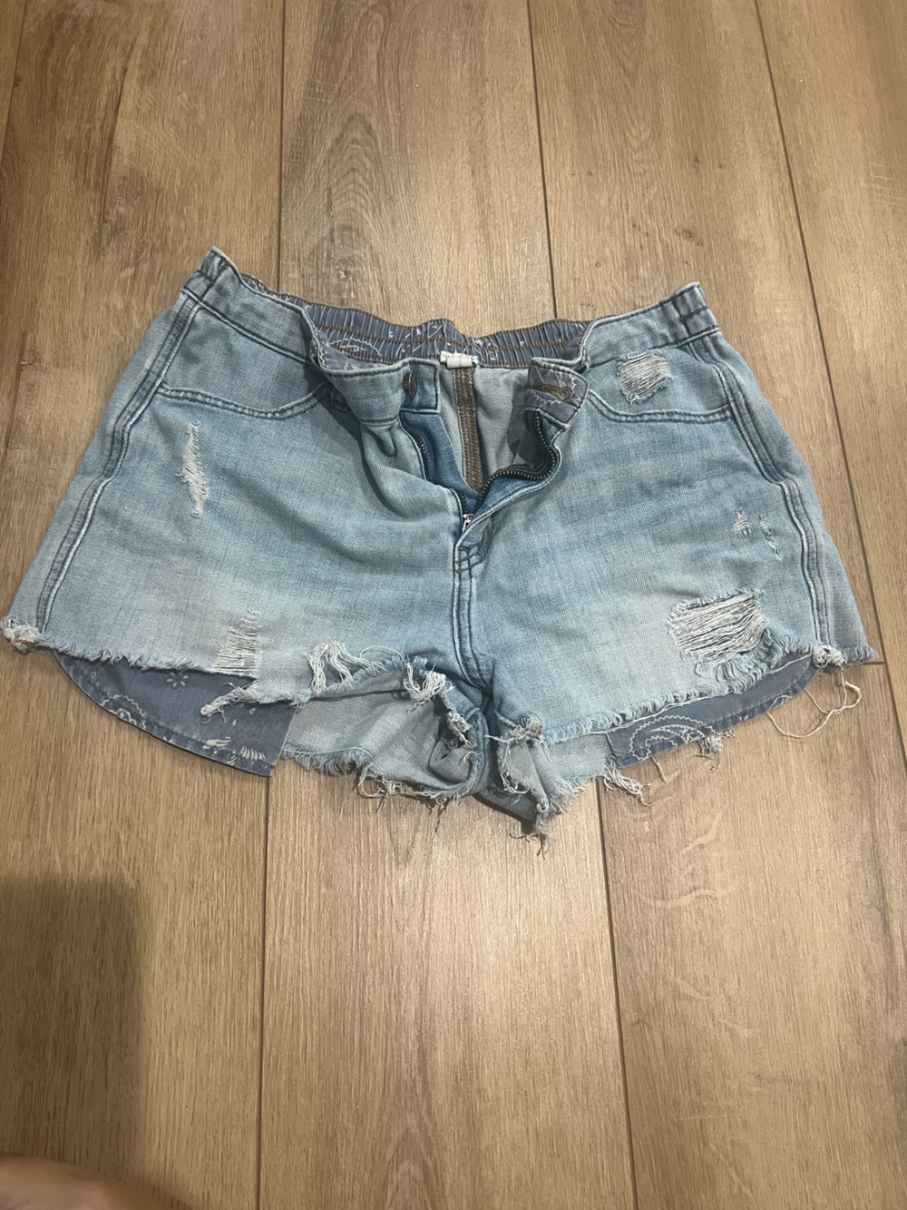 aerie Light Blue Distressed Denim Jean Shorts Medium